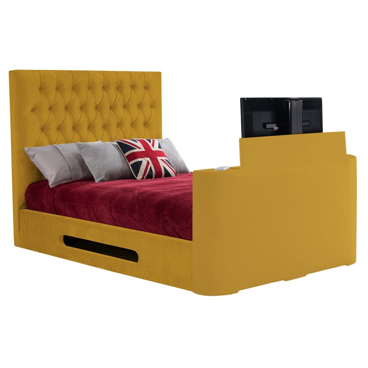 Loren Fabric TV Bed Frame - Sweet Dreams - TV Beds Northwest - INLORE-STD-135CHATSGRANITE - choose your colour tvbed - doubletvbed