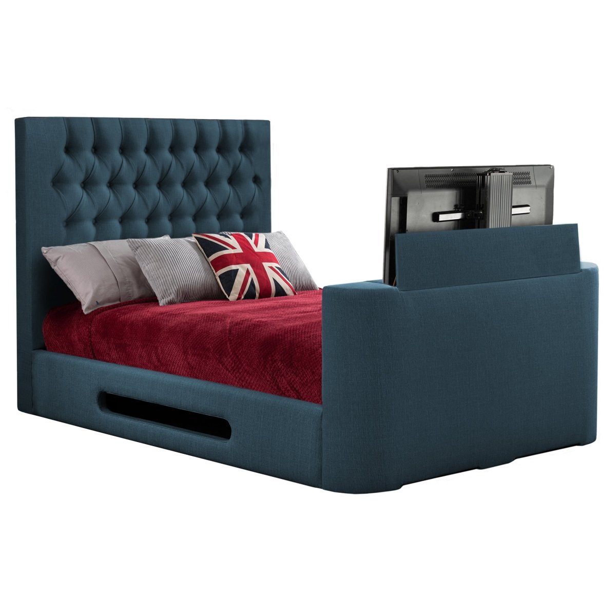 Loren Fabric TV Bed Frame - Sweet Dreams - TV Beds Northwest - INLORE-STD-135CHATSGRANITE - choose your colour tvbed - doubletvbed