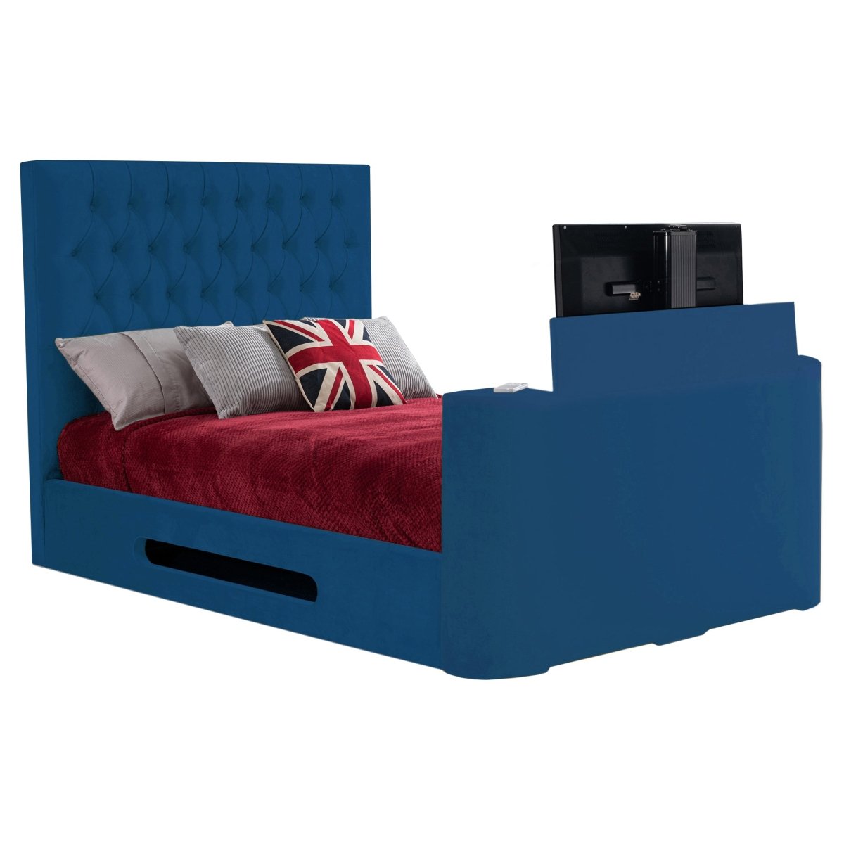 Loren Fabric TV Bed Frame - Sweet Dreams - TV Beds Northwest - INLORE-STD-135CHATSGRANITE - choose your colour tvbed - doubletvbed