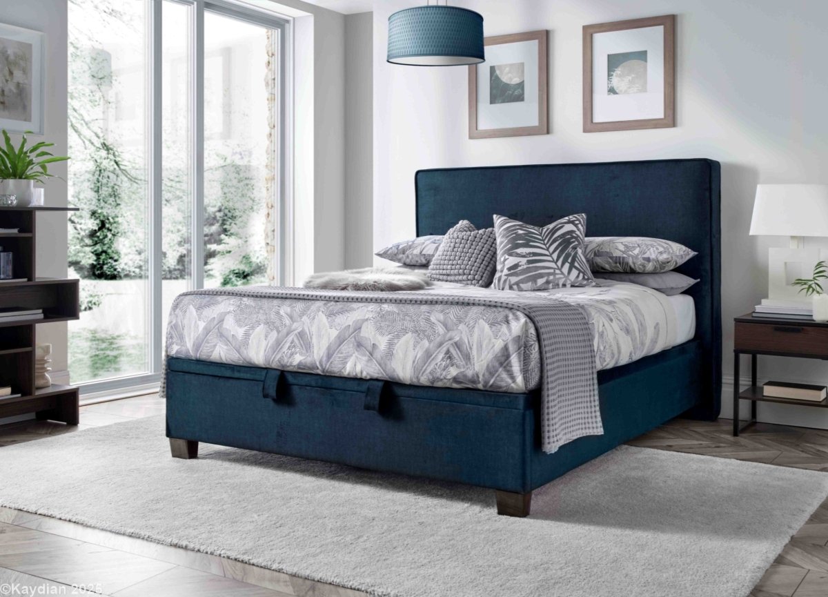 Newton Maskat Clay Fabric Ottoman Storage Bed by Kaydian Design ltd in NEW135MCL only at TV Beds Northwest