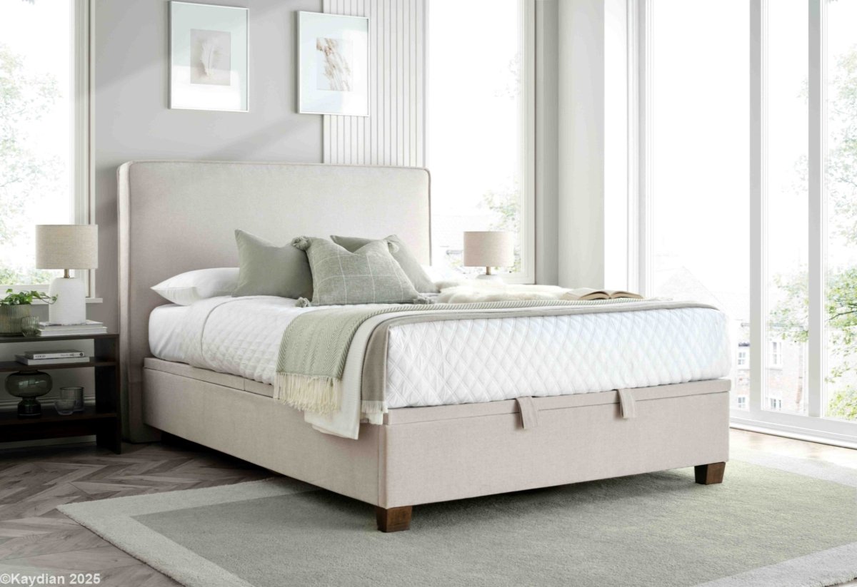 Newton Maskat Clay Fabric Ottoman Storage Bed by Kaydian Design ltd in NEW135MCL only at TV Beds Northwest