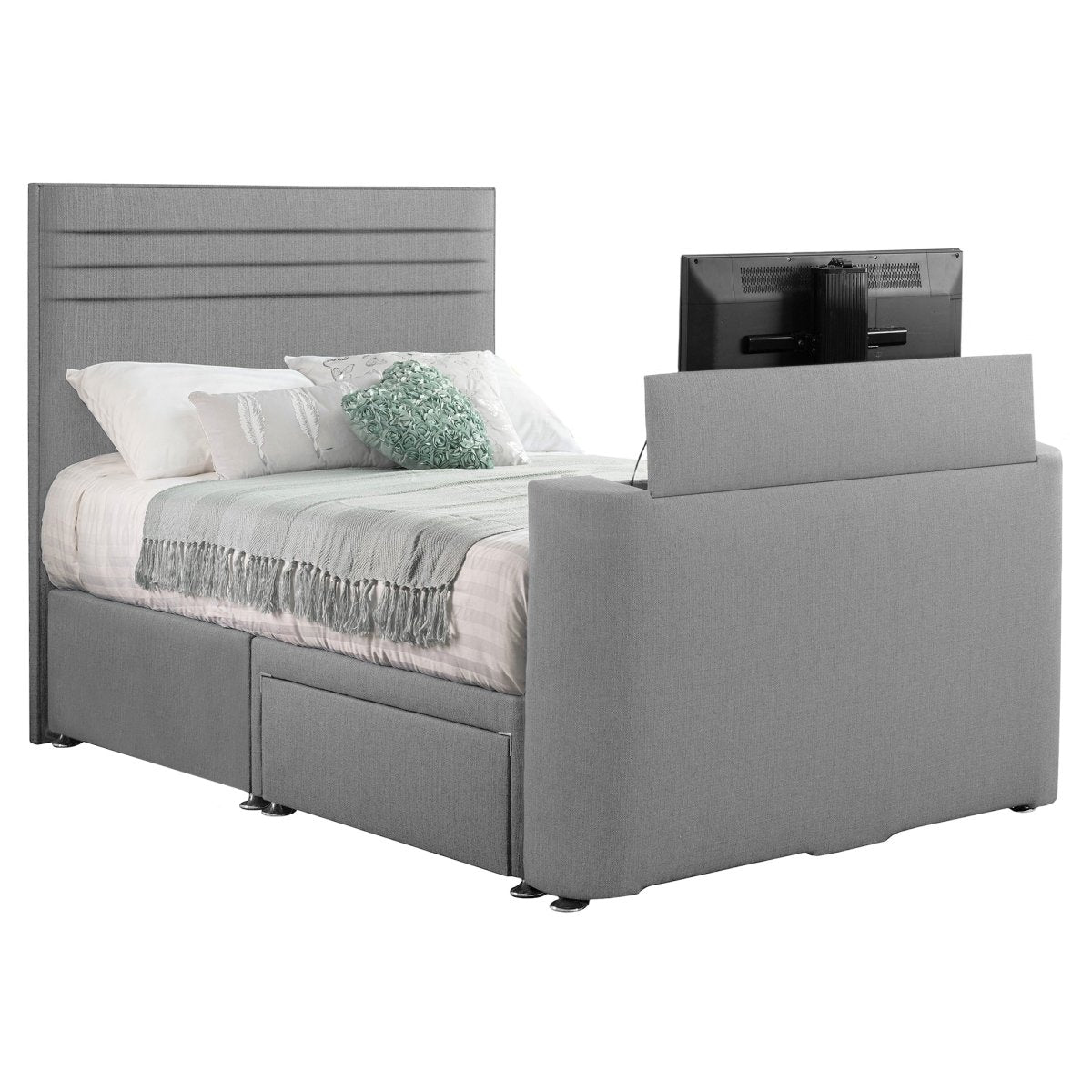 Sweet Dreams Image Chic TV Bed with Storage Options - TV Beds Northwest - INIMA-CHI135PT4DCHATS OYSTER - choose your colour tvbed - doubletvbed