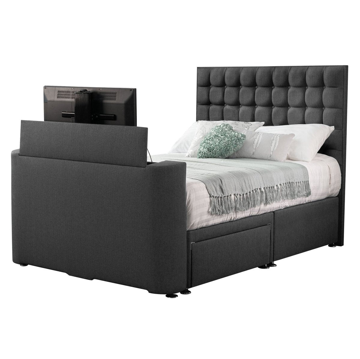 Sweet Dreams Image Classic TV Bed Frame - TV Beds Northwest - INIMA-CLA-135PT4DCHATS OYSTER - choose your colour tvbed - doubletvbed