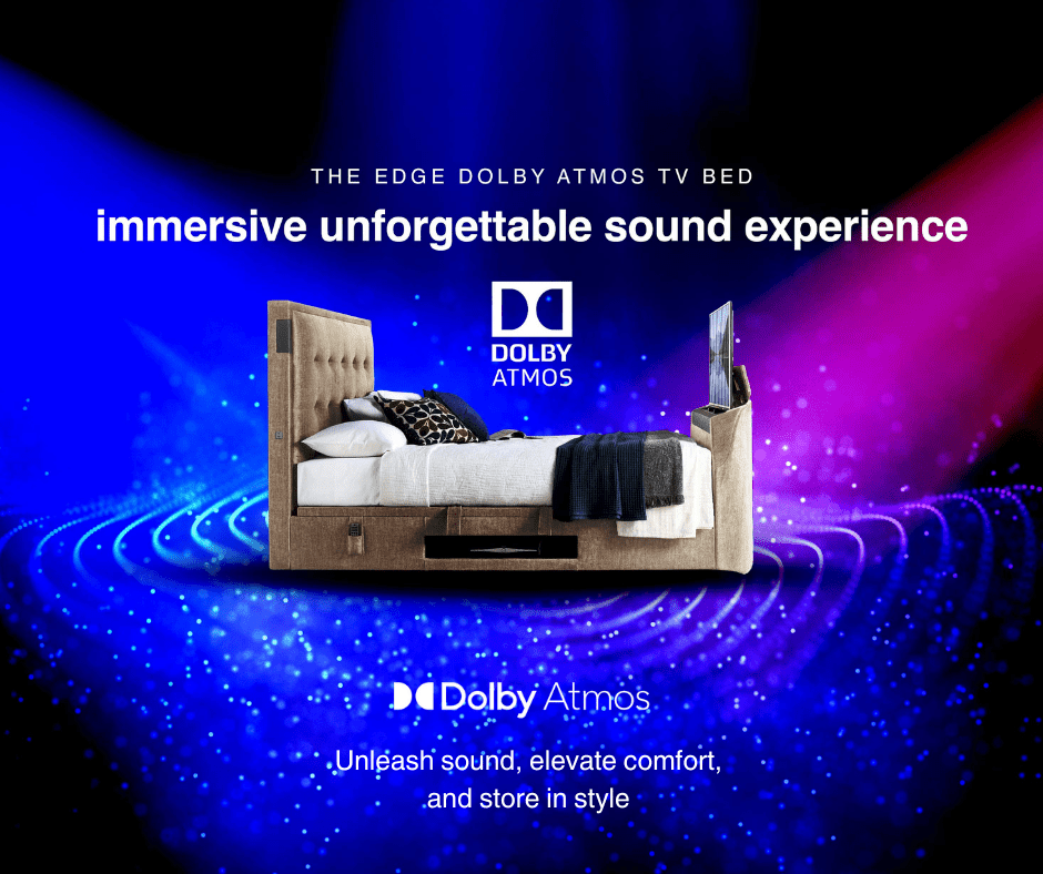 The Edge Dolby Atmos 5.1.2 Cinematic Surround Sound TV Media with Ottoman Storage by Kaydian Design LTD in EDDA150SG only at TV Beds Northwest