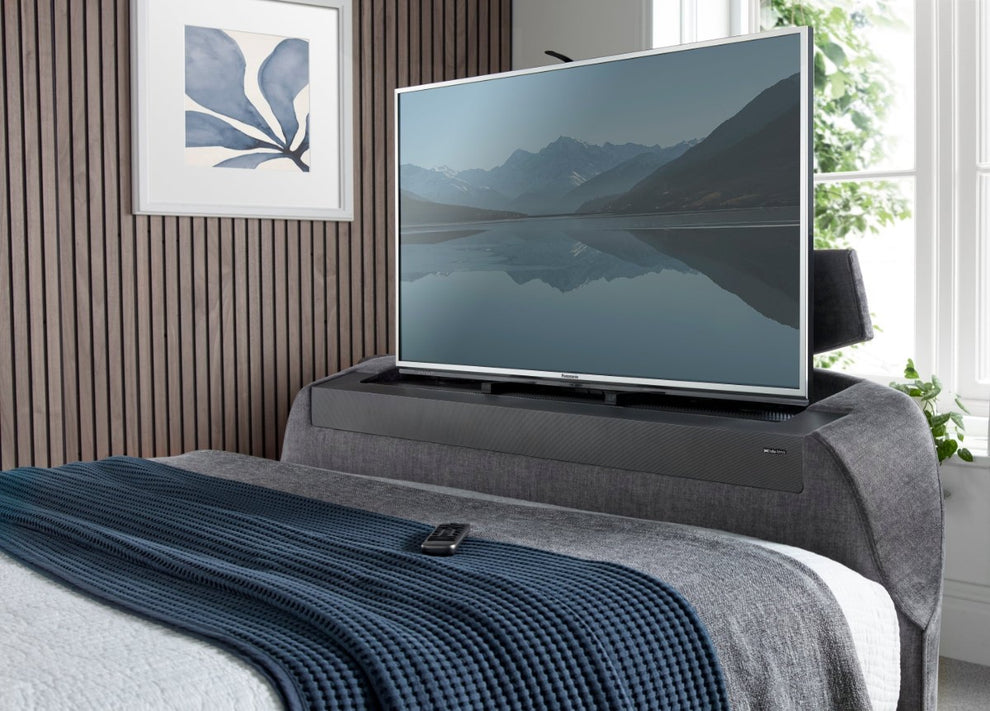 The Edge Dolby Atmos 5.1.2 Surround Sound TV Media Bed with Ottoman