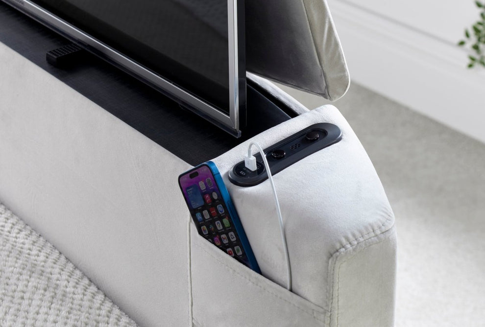 The VOX TV Bed - Voice Activated TV Bed frame - Grey Fabric by Kaydian ...