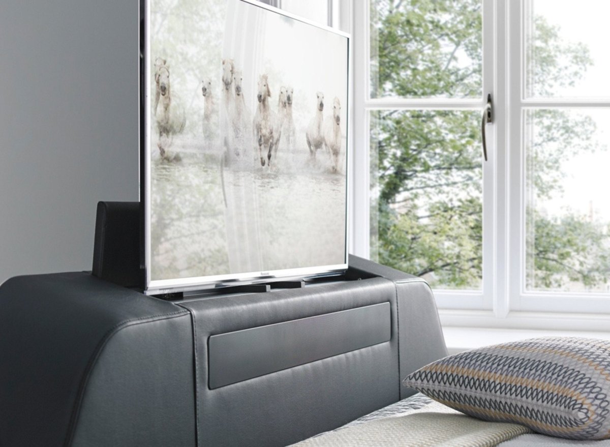 Titan 4.1 Multi Media Ottoman Storage TV Bed - King size in Marbella Grey - TV Beds Northwest - TOT150MDG - greytvbed - kaydian