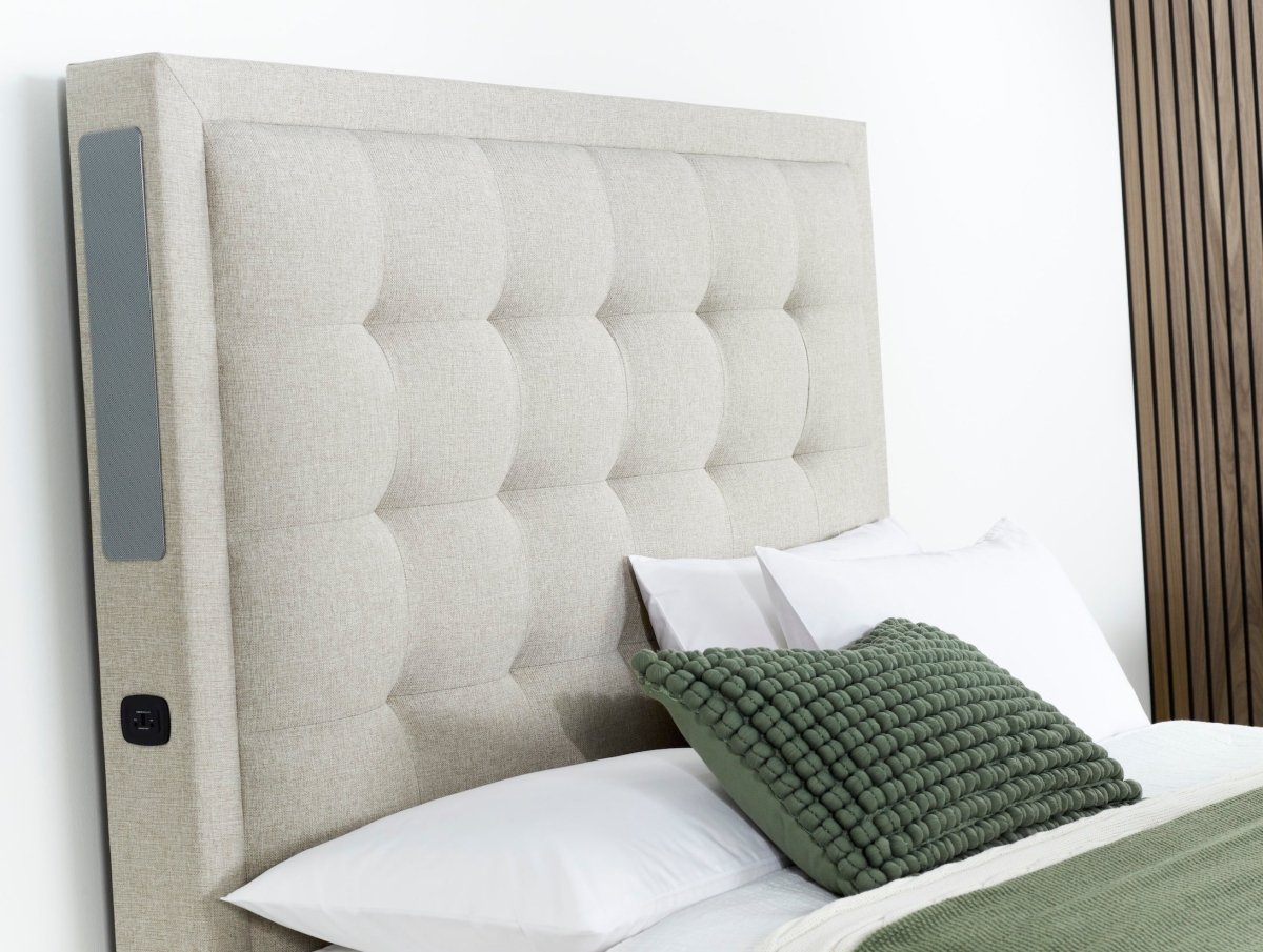 Titan 4.1 Multi Media Ottoman Storage TV Bed - Marbella Grey by Kaydian Design LTD in TOT150MDG only at TV Beds Northwest