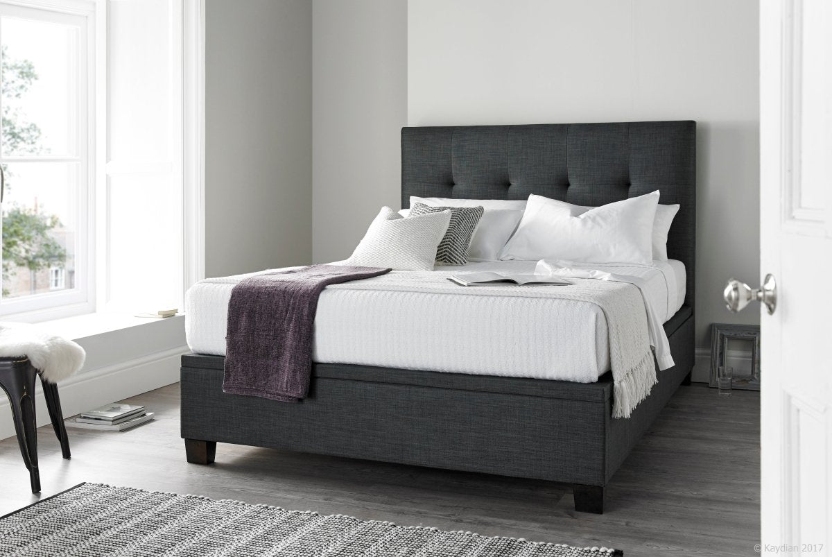 Walkworth Ottoman Storage Bed Frame - Deep Ocean Blue by Kaydian Design LTD in WAL150BLU only at TV Beds Northwest