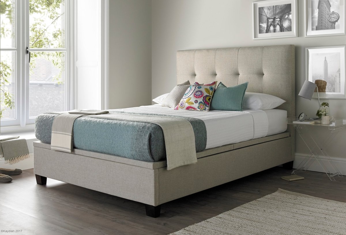 Walkworth Ottoman Storage Bed Frame - Deep Ocean Blue by Kaydian Design LTD in WAL150BLU only at TV Beds Northwest