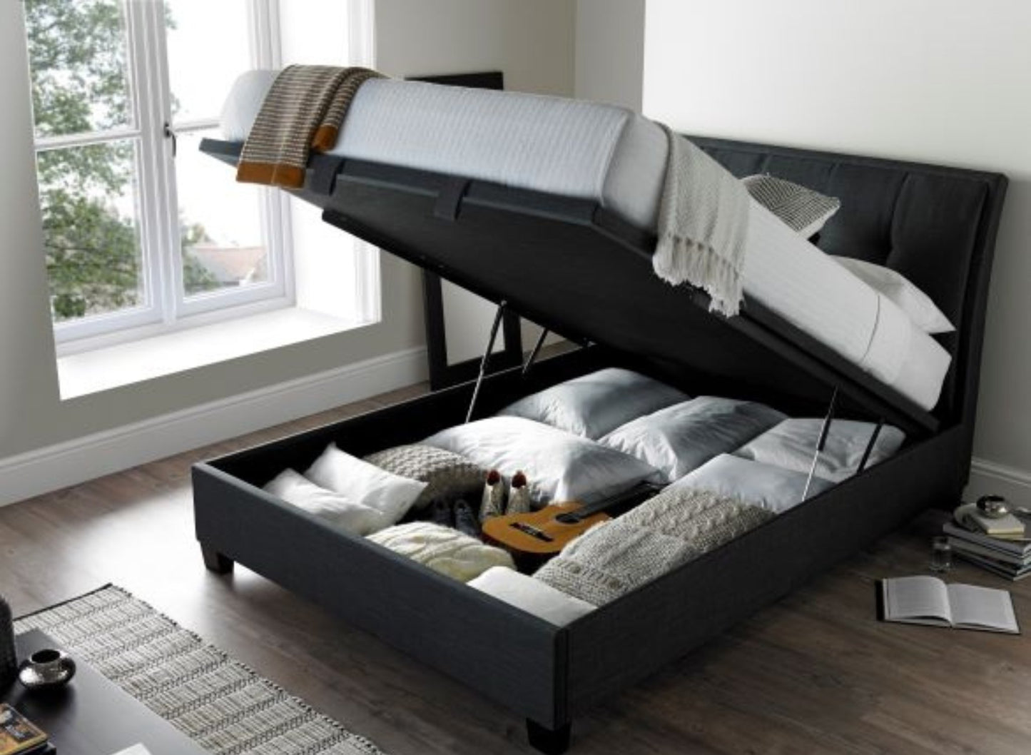 Accent Ottoman Storage Bed Frame by Kaydian Design LTD in ACC135MDG only at TV Beds Northwest