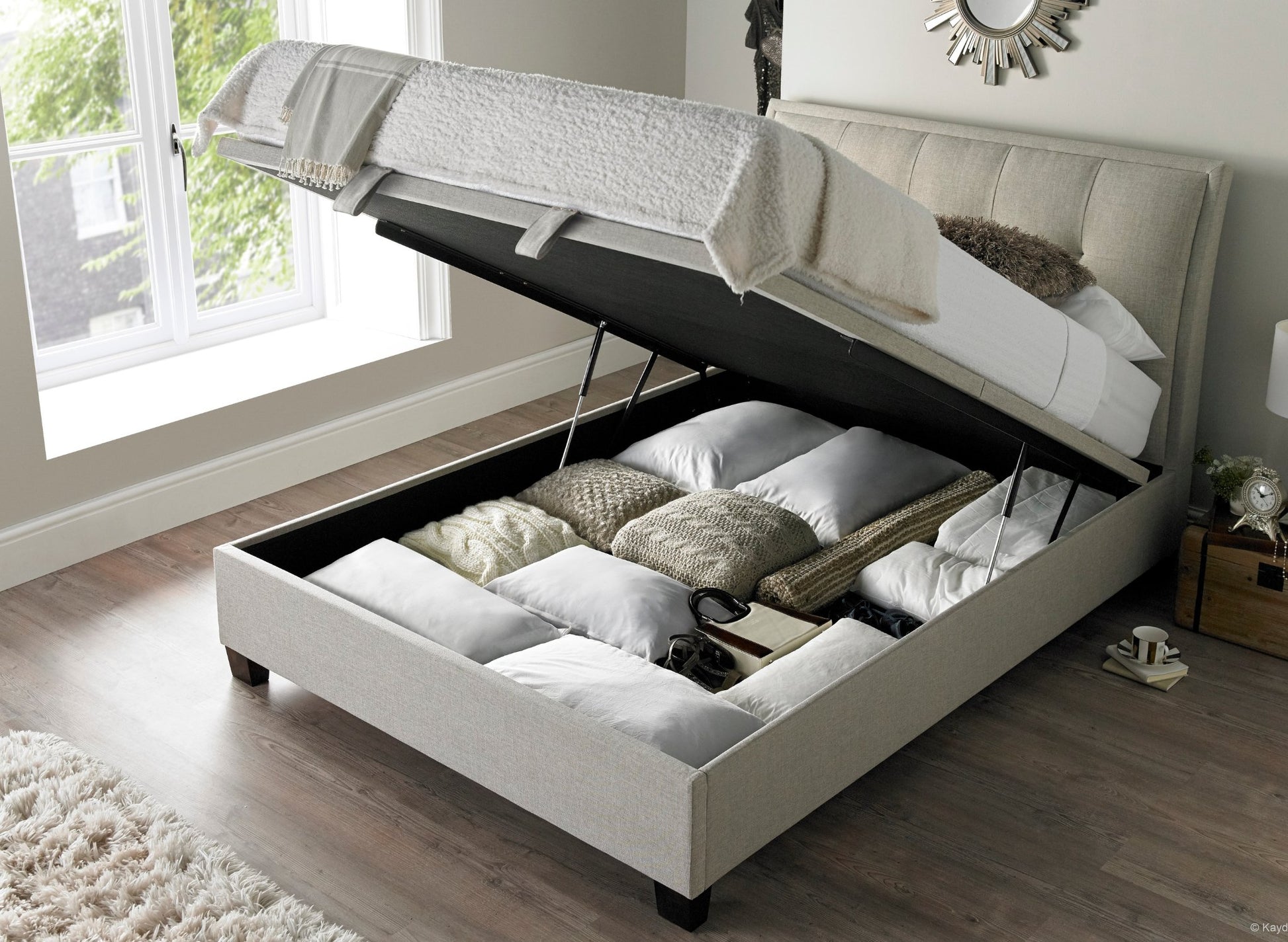 Accent Ottoman Storage Bed Frame by Kaydian Design LTD in ACC135MDG only at TV Beds Northwest