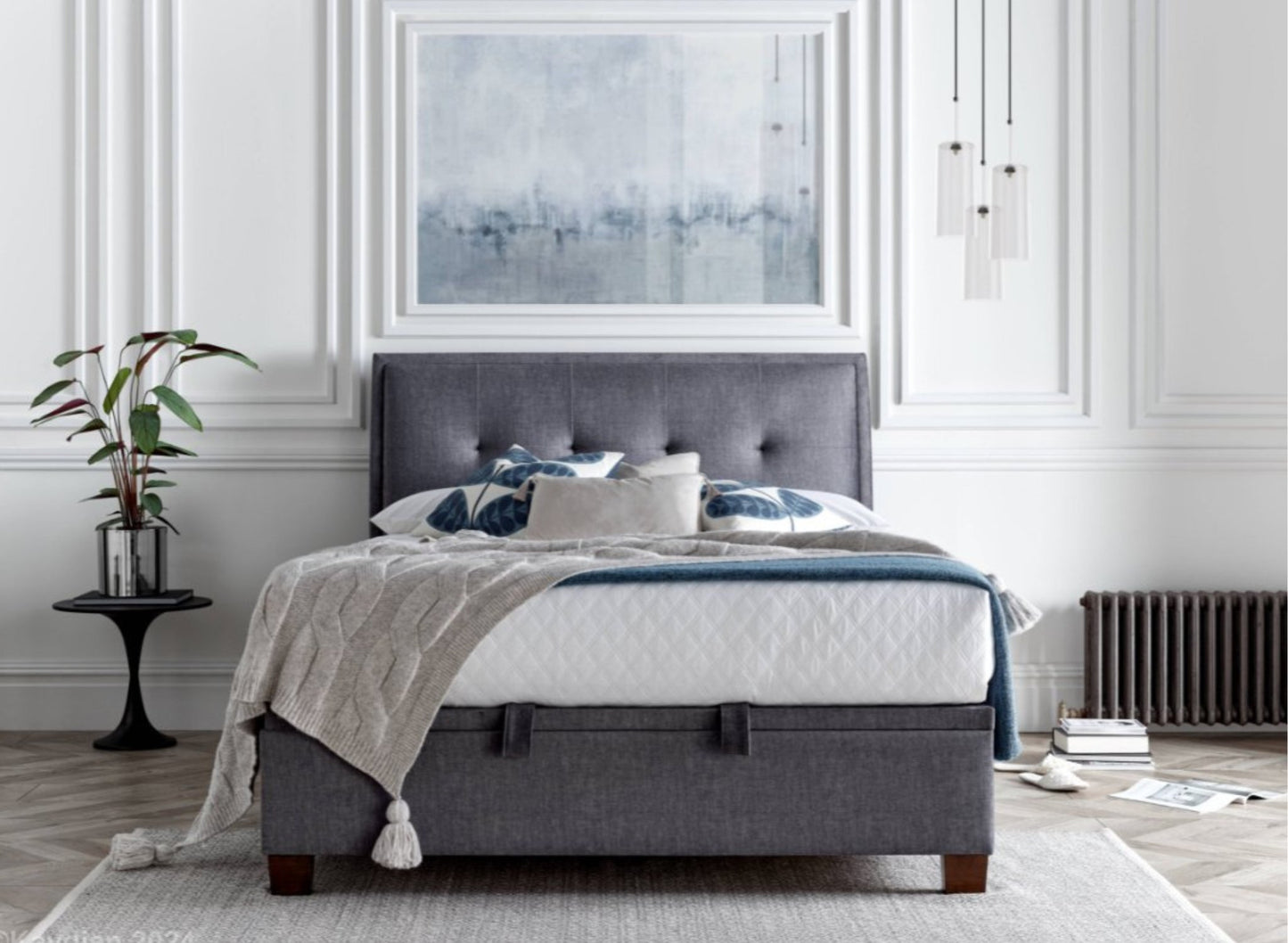 Accent Ottoman Storage Bed Frame - Vogue Grey - TV Beds Northwest