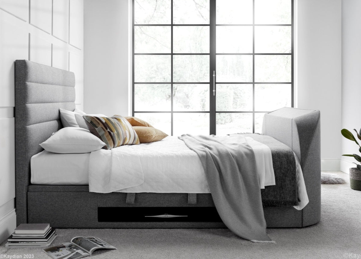 Appleton TV Ottoman Storage Bed Frame - Marbella Grey by Kaydian Design LTD in APPTV135MDG only at TV Beds Northwest
