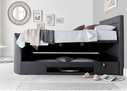 Appleton TV Ottoman Storage Bed Frame - Marbella Grey by Kaydian Design LTD in APPTV135MDG only at TV Beds Northwest