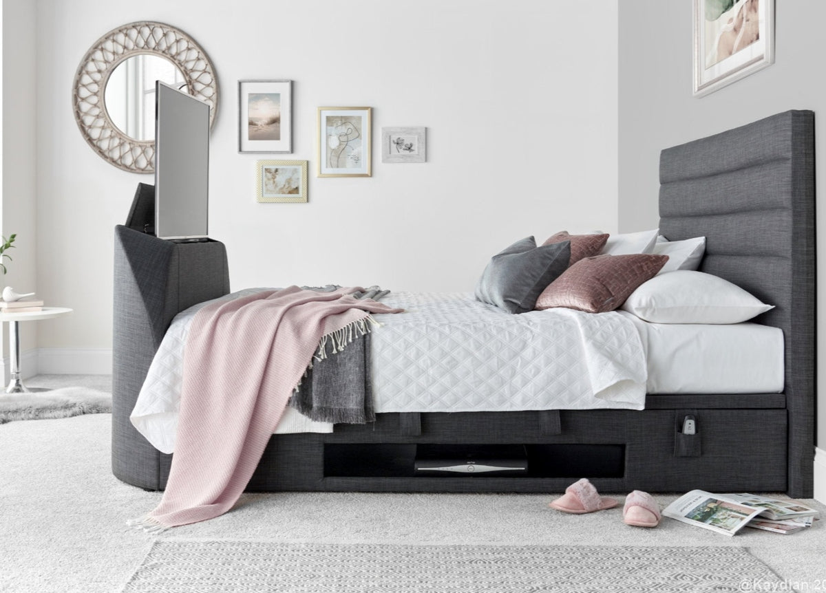 Appleton TV Ottoman Storage Bed Frame - Slate Grey by Kaydian Design LTD in APPTV135SL only at TV Beds Northwest