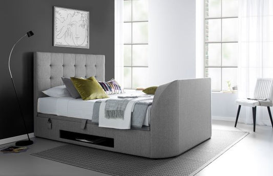 Barnard Ottoman Storage TV Bed Frame - Light Grey - TV Beds Northwest - BAR150LG - clearance - kaydian