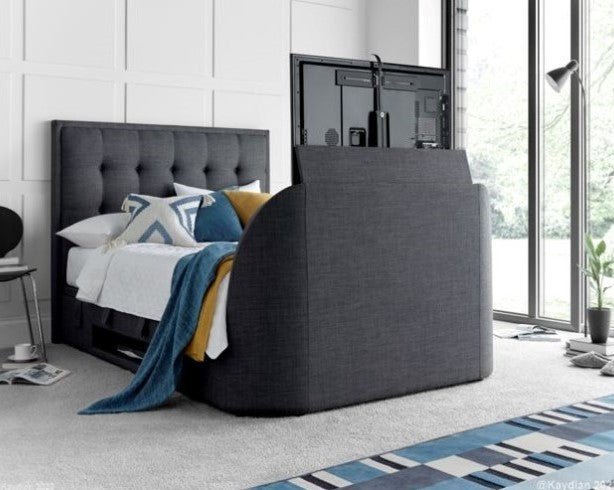 Falmer Storage Ottoman TV Bed Frame - Slate Grey - TV Beds Northwest - FALTV135SL - doubletvbed - kaydian