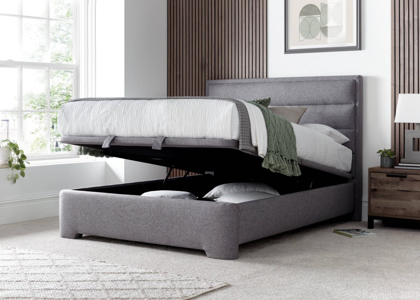 Kirby Ottoman Storage Bed frame - Marbella Grey - TV Beds Northwest - KIRFL135MDG - doubleottoman - doubleottomanstorage