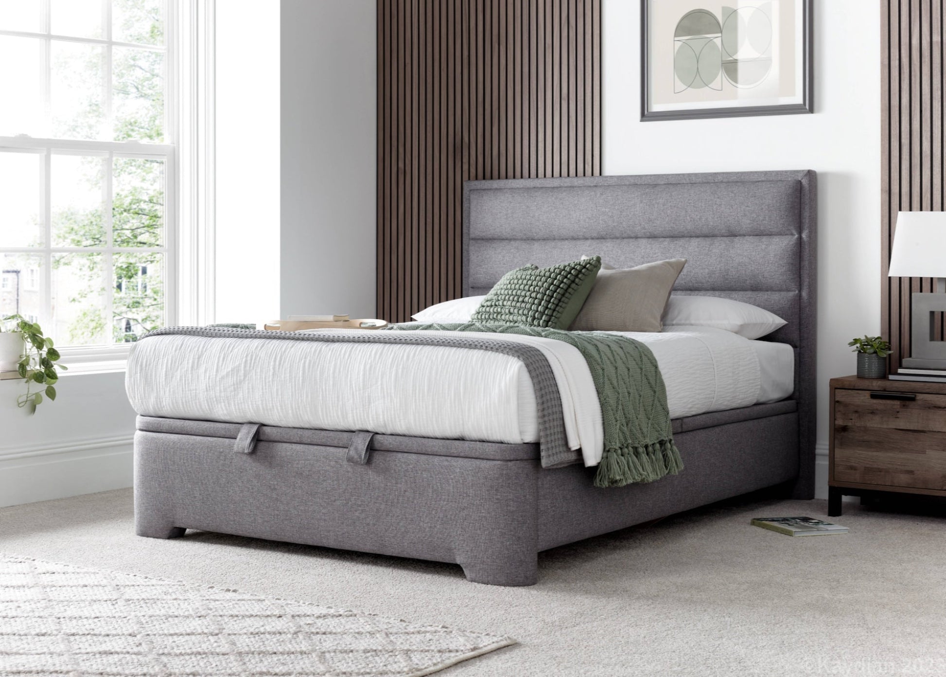 Kirby Ottoman Storage Bed frame - Slate Grey - TV Beds NorthwestKIRFL135SL
