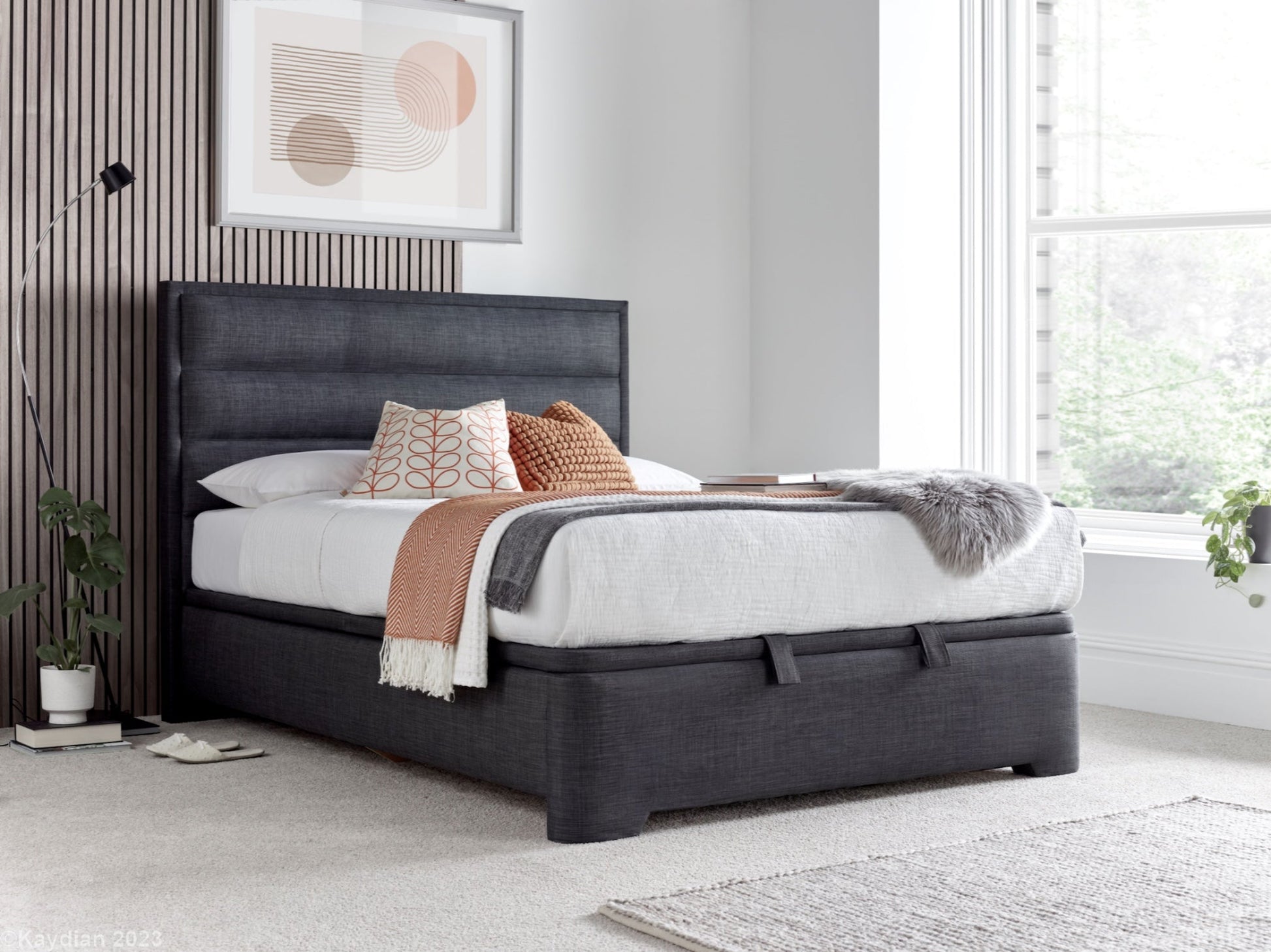 Kirby Ottoman Storage Bed frame - Slate Grey by Kaydian Design LTD in KIRFL135SL only at TV Beds Northwest