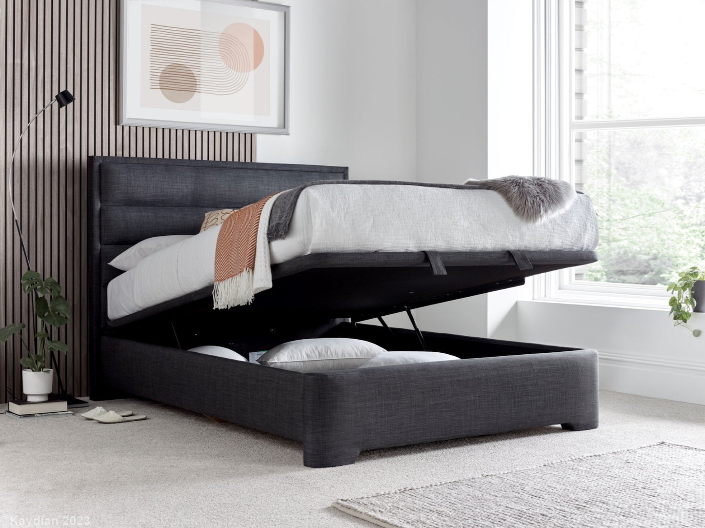 Kirby Ottoman Storage Bed frame - Slate Grey - TV Beds Northwest - KIRFL135SL - doubleottoman - doubleottomanstorage