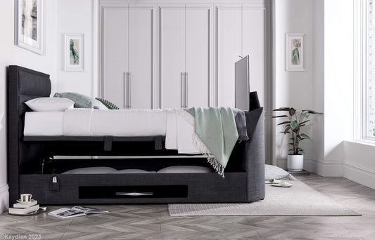 Kirkley TV Bed Frame with Ottoman Storage - Slate Grey - TV Beds Northwest - KIRTV135SL - doubletvbed - kingsizetvbed