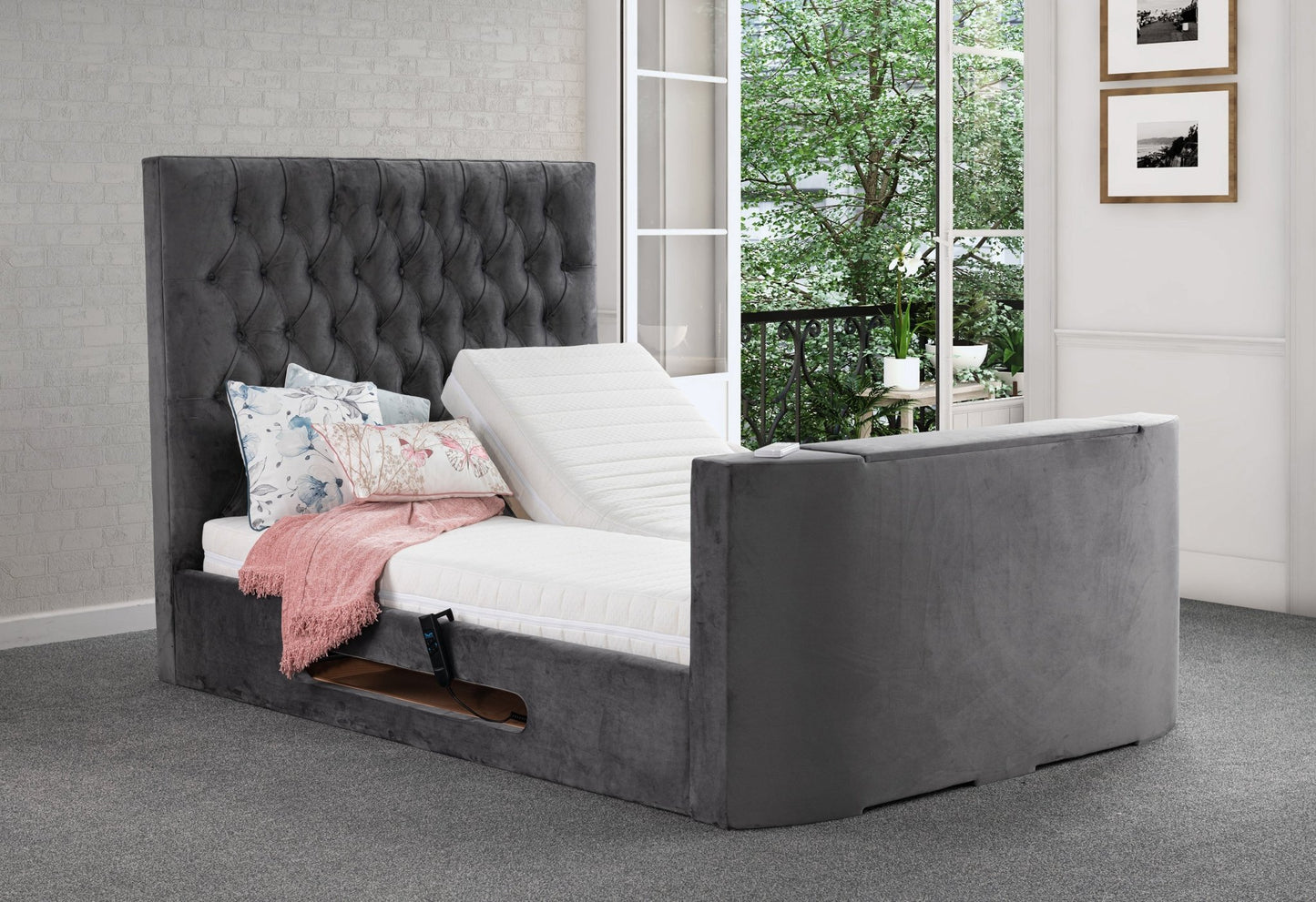Loren Adjustable Lifestyle TV Bed frame - Sweet Dreams - TV Beds Northwest - adjustabletvbed - choose your colour tvbed