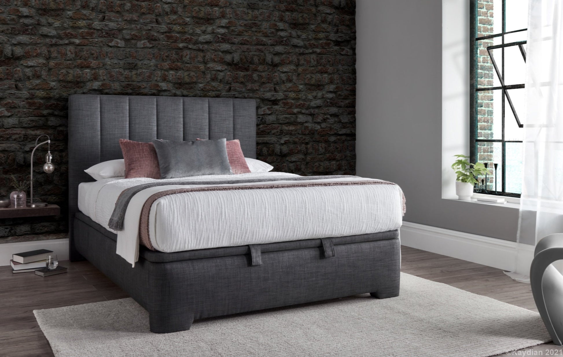 Medburn Ottoman Storage Bed frame - Marbella Grey - TV Beds Northwest - MEDFL135MDG - doubleottoman - doubleottomanstorage