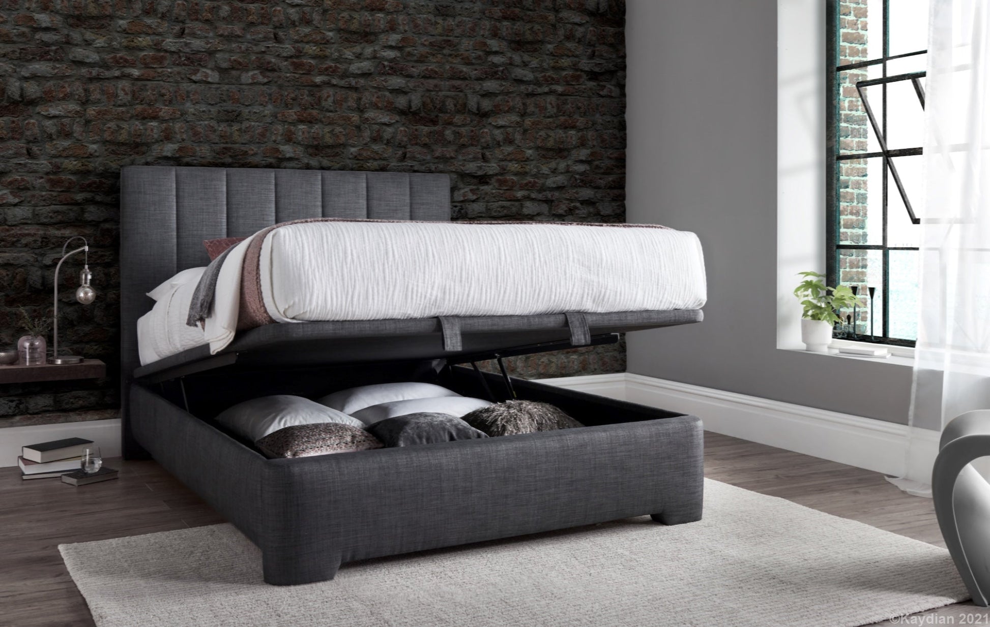 Medburn Ottoman Storage Bed frame - Marbella Grey - TV Beds Northwest - MEDFL135MDG - doubleottoman - doubleottomanstorage