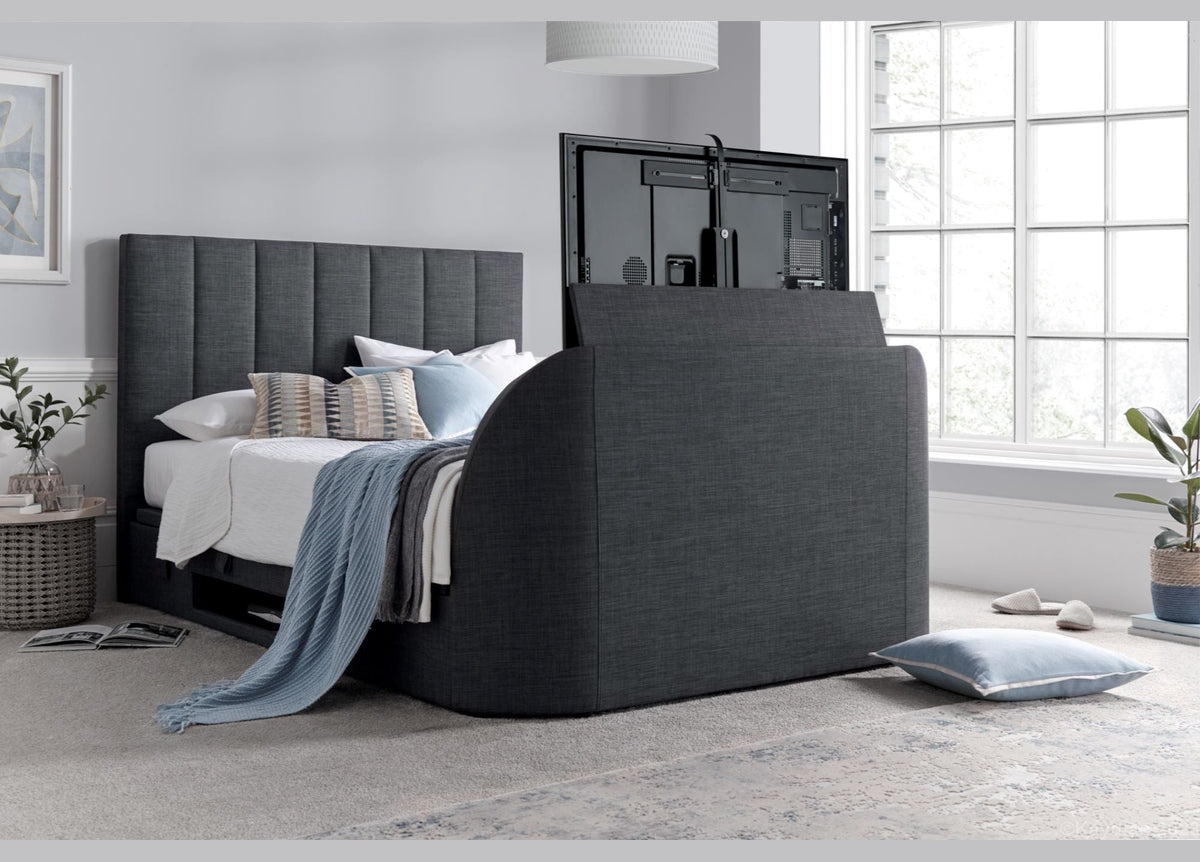 Medway Ottoman Storage TV Bed Frame - Slate Grey by Kaydian Design LTD in MEDTV135SL only at TV Beds Northwest