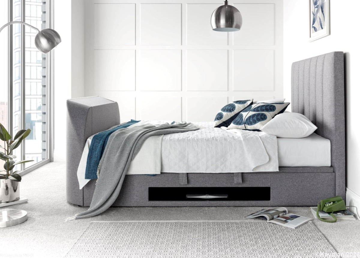 Medway Ottoman Storage TV Bed Frame - Marbella Grey - TV Beds Northwest - MEDTV135MDG - doubletvbed - kaydian