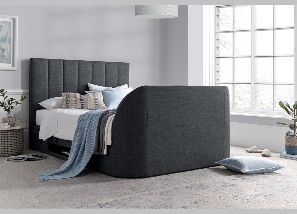 Medway Ottoman Storage TV Bed Frame - Marbella Grey - TV Beds Northwest - MEDTV135MDG - doubletvbed - kaydian