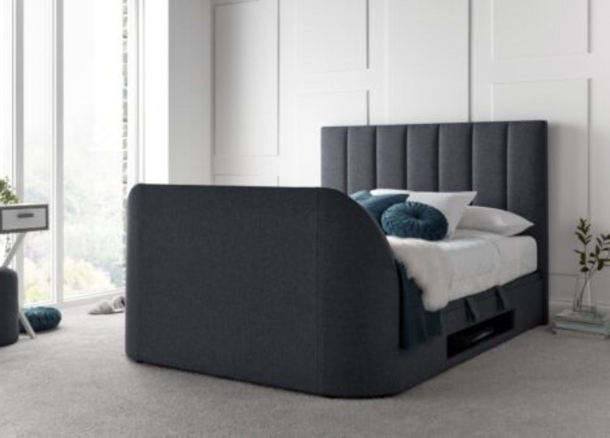 Medway Ottoman Storage TV Bed Frame - Marbella Grey - TV Beds Northwest - MEDTV135MDG - doubletvbed - kaydian