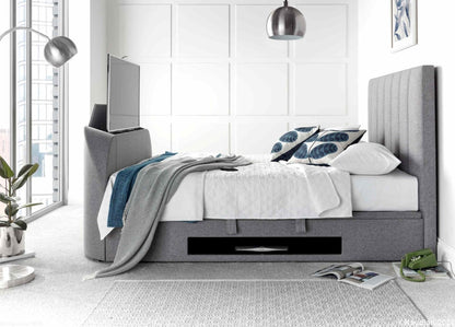 Medway Ottoman Storage TV Bed Frame - Marbella Grey by Kaydian Design LTD in MEDTV135MDG only at TV Beds Northwest