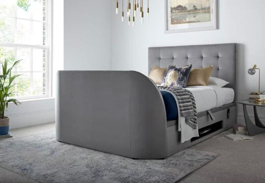 Stock Clearance - Barnard Ottoman Storage TV Bed Frame - Grey Plume - TV Beds Northwest - BAR150LGR - clearance -