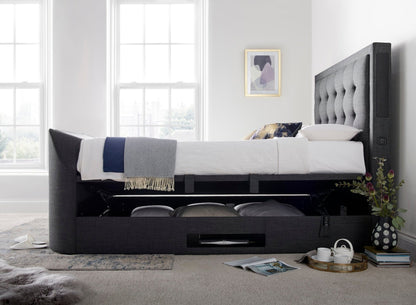 Titan 4.1 Multi Media Ottoman Storage TV Bed - Super King size in Black Leather - TV Beds Northwest - TOT180BL - kaydian - superkingsizetvbed
