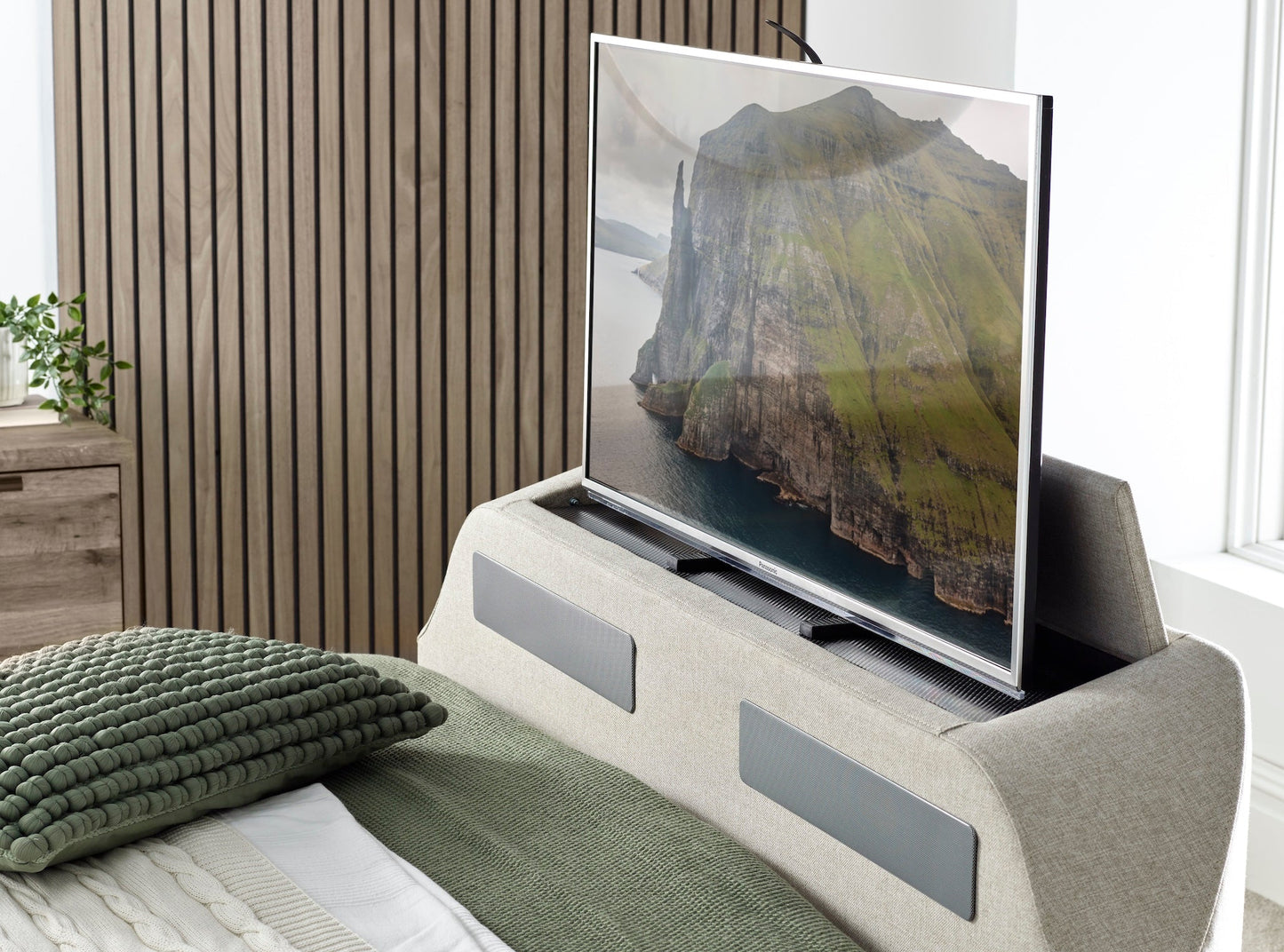 Titan 4.1 Multi Media Ottoman Storage TV Bed - Super King size in Marbella Grey - TV Beds Northwest - TOT180MDG - kaydian - superkingsizetvbed