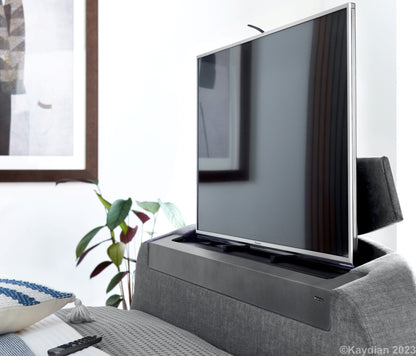 The Edge Dolby Atmos 5.1.2 Surround Sound TV Media Bed with Ottoman Storage - Smoke Grey - TV Beds Northwest - EDDA150SG - greytvbed - kaydian