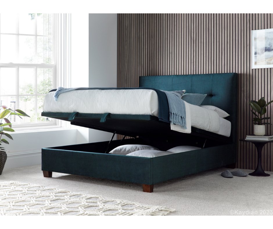 Walkworth Ottoman Storage Bed Frame - Deep Ocean Blue - TV Beds Northwest - WAL150BLU - doubleottomanstorage - King ottoman storage bed