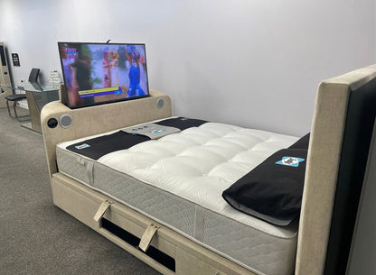 Walkworth Speaker TV Bed Frame with Ottoman Storage - Slate - TV Beds Northwest - WALTV135SL - doubletvbed - kaydian